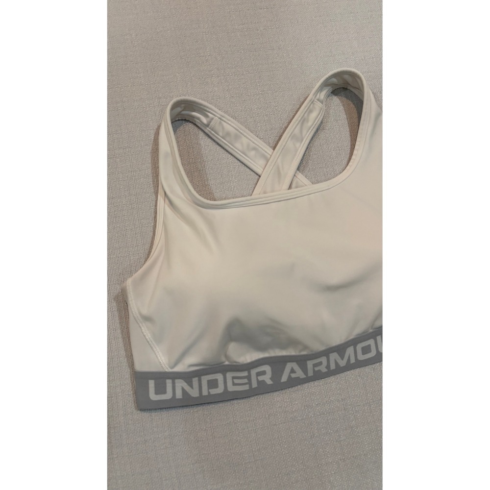 Under Armour Sports Bra Women Lg/Xl White Good Crossback Impact Activewear